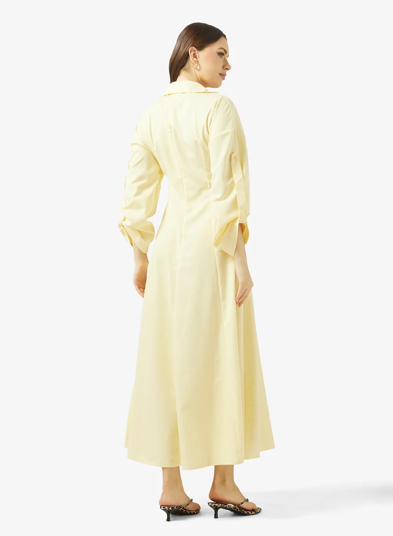 جينجر Collared A Line Maxi Dress